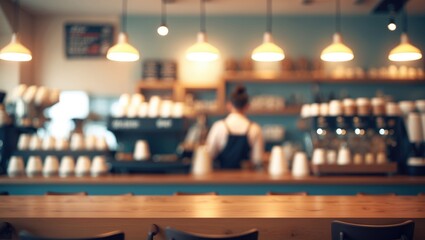 Poster - Abstract blurred coffee shop background for retail and cafe design