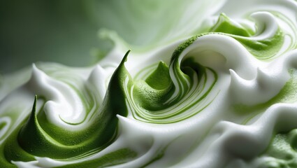 Wall Mural - abstract matcha latte with green tea foam art on a background