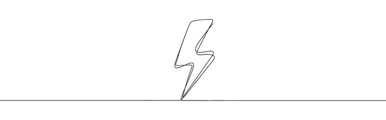 Wall Mural - Lightning bolt continuous one line drawing. Thunderbolt, flash, electric power, energy symbol. Vector illustration.