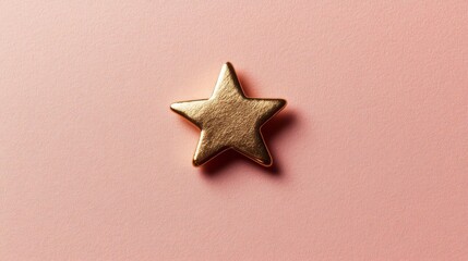 Aufkleber - A single golden star is centered on a soft pastel pink background, showcasing a clean and minimalist style with gentle shadows adding depth and interest