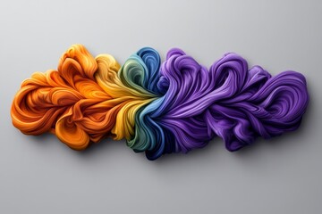 Poster - A vibrant, four-part paint explosion in shades of purple and yellow, set against a white background. This image is a transparent PNG file, created through ultra-realistic photography