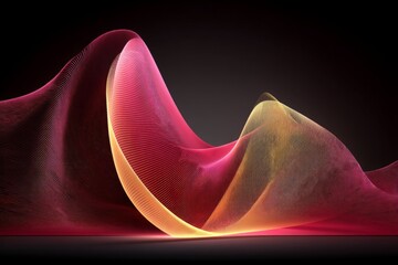 Fototapete - Colorful abstract wave patterns with dynamic curves and gradients in a dark background