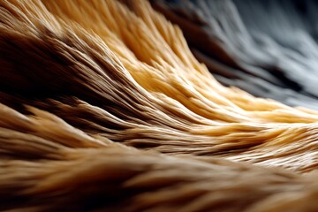 Poster - Detailed close-up view of textured fibers flowing in wavy patterns showcasing natural hues and tones in an abstract composition