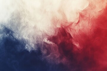 Leinwandbilder - Colorful smoke swirl in red, white, and blue creating a dynamic abstract art piece in a studio setting during daylight
