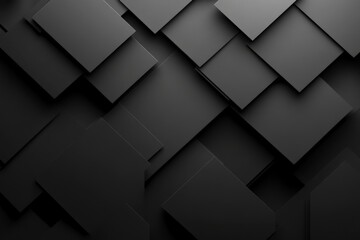 Fototapete - Textured black abstract design featuring layered geometric shapes in a modern setting