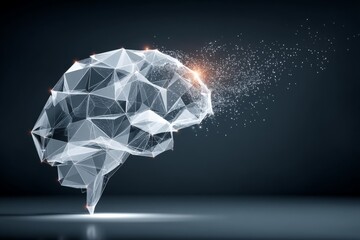 Aufkleber - Digital representation of a brain with particles dispersing in a dark environment