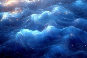 Poster - Swirling waves of blue light create a mesmerizing cosmic ocean at twilight