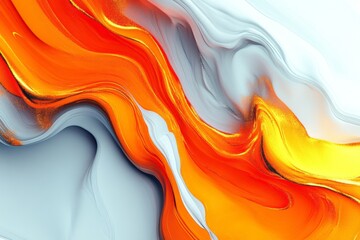 Poster - Colorful abstract waves blend orange, yellow, and white in a smooth flowing design on a digital canvas