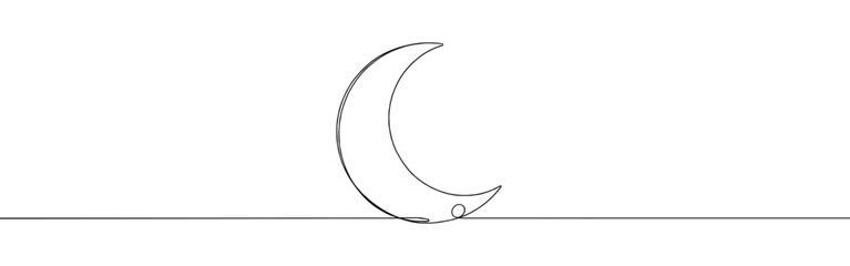 Wall Mural - Moon linear background. Hand drawn crescent. Vector illustration.