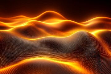 Poster - Digital waves of glowing orange and black create a mesmerizing landscape in a virtual environment