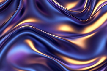 Fototapete - Abstract silk fabric texture with shimmering purple and gold hues flowing gracefully in a smooth wave pattern