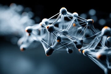 Fototapete - Visual representation of molecular structure showcasing intricate connections in a dark background
