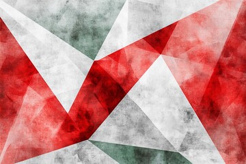 Leinwandbilder - Abstract geometric pattern with red, white, and gray triangles creating a dynamic visual effect