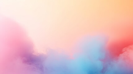 Poster - Neon smoke in pastel pink, blue, and purple swirls dynamically across a soft white background, offering a surreal and psychedelic visual effect