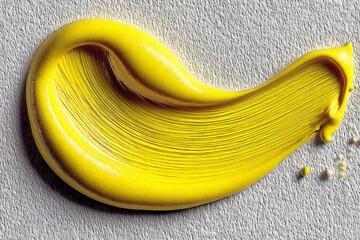 Aufkleber - Bright yellow paint swirl on textured surface showcases artistic creativity and vibrant color use