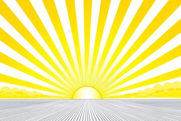 Aufkleber - Bright yellow sunrise with vibrant rays illuminating a serene horizon at sunrise