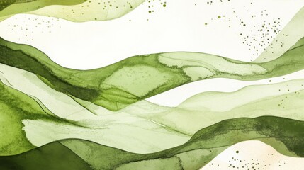 Poster - This artwork features a harmonious blend of green and earthy watercolor strokes, creating a tranquil forest atmosphere with ample space for text