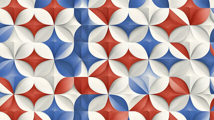 Wall Mural - abstract red blue white geometric flower pattern background design for wallpaper, website, or textil