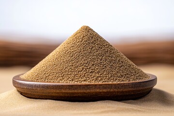 Poster - Beautiful sand dunes, with a white background and a blurred foreground, captured in a frontal perspective. The scene is bathed in natural light, creating a warm atmosphere. This is an ultra-high-defin