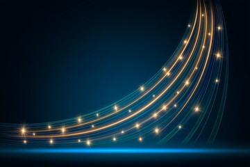 Poster - Swirling lines and glowing stars create a dazzling abstract design in deep blue background