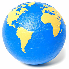 foam globe, world map, geography, educational toy, white background, global concept