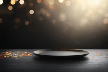 Aufkleber - Soft glowing gold lights combine with colorful confetti, offering a rich and elegant atmosphere perfect for parties, events, and celebrations in a dark setting