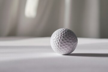 Aufkleber - A white golf ball with textured dimples rests on a clean, glossy white surface, enhanced by soft shadows that add depth and create visual interest