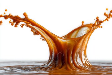 Aufkleber - Coffee splash captured in high detail creates an artistic effect on a white background