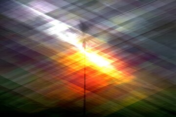 Aufkleber - Vibrant sunset casting shadows of a palm tree against a colorful sky in tropical setting