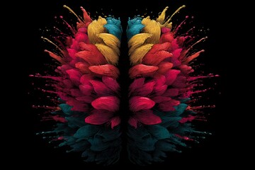 Leinwandbilder - Colorful explosion of paint resembling a brain art piece in vibrant hues and intricate details