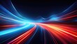 © netsay - Highspeed Night Lights Dance in a Blue and Red Motion Blur, Illuminating Urban Landscape with Energy and Vibrancy at Twilight.