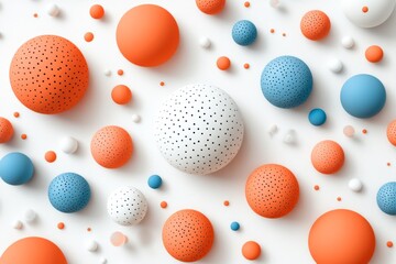Aufkleber - Colorful arrangement of three-dimensional spheres on a white background with varying sizes and textures