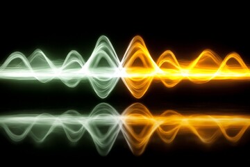 Fototapete - Sound waves illustrated with vibrant colors reflecting on a dark background