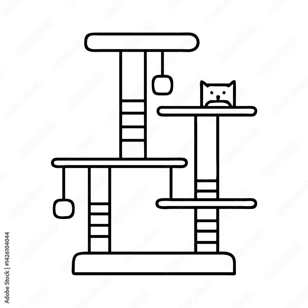 cat tree with multiple levels icon, cat tree with multiple levels line ...