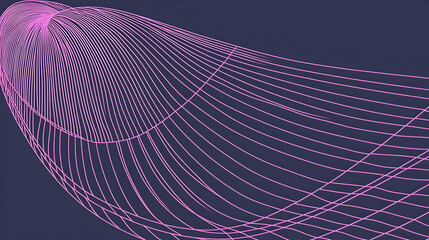 Wall Mural - abstract pink lines curve, flowing design, dark background, website banner