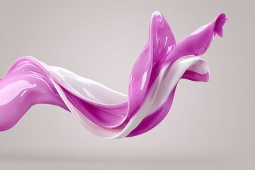 Leinwandbilder - Vibrant pink and white fluid swirls in an artistic display of color and motion captured in a minimalist setting
