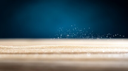 Poster - A stream of sand is caught mid-air, scattering delicately while illuminated by soft directional light, showcasing detailed grains and vibrant motion