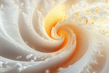 Fototapete - Swirling patterns of white and orange depicting a dreamlike abstract design in soft light