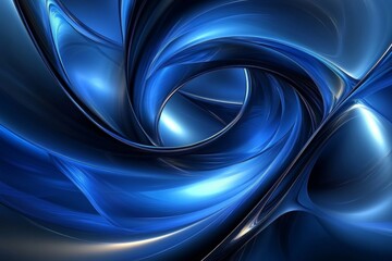 Poster - Swirling blue abstract design depicting motion and fluidity in an artistic interpretation of modern digital art