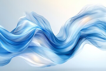 Leinwandbilder - Elegant blue and white fabric flowing gracefully in soft light, creating a serene atmosphere in abstract design
