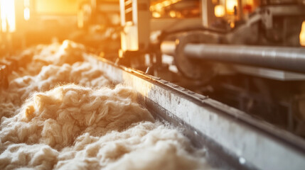 Poster - Detailed close-up of industrial textile processing Generative AI
