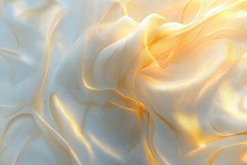 Leinwandbilder - Gentle folds of translucent fabric illuminated by soft golden light in a serene and calming composition