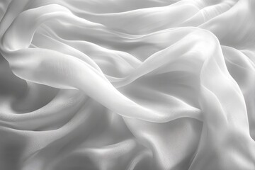 Leinwandbilder - Soft white silk fabric elegantly draped on a surface creating smooth curves and waves