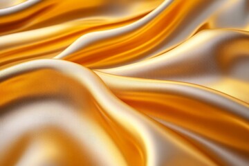 Leinwandbilder - Luxurious golden satin fabric with smooth texture flowing gracefully in soft waves