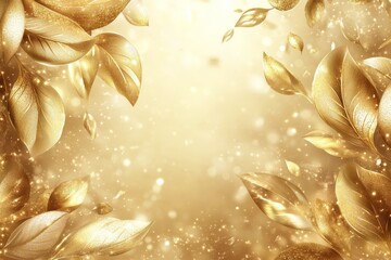 Aufkleber - Golden leaves and sparkling background create a rich and elegant atmosphere for any design project or celebration