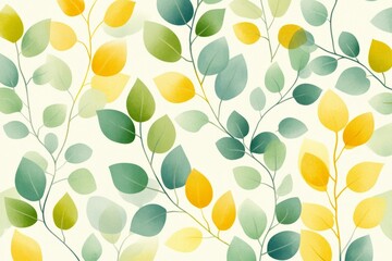Aufkleber - Colorful leaves in a soft pattern showcasing green and yellow hues for a fresh feel in any setting