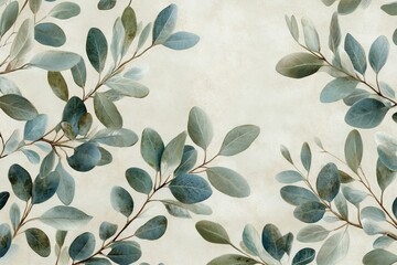 Poster - Leafy design with varying shades of green on a soft background creates a calming and natural atmosphere for any decor