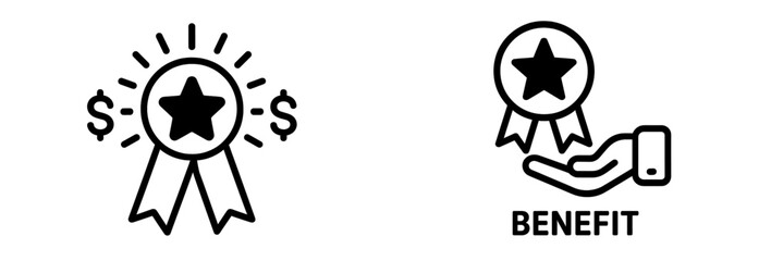 Poster - Collection of web icons featuring line style awards and benefits designed for digital use