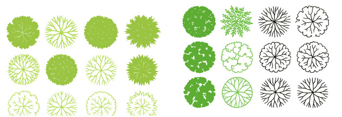 Aufkleber - Collection of web icons featuring green foliage designs in line style suitable for nature-themed projects