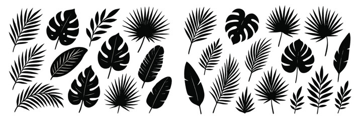 Poster - Set of web icons showcasing various line style leaf designs suitable for web and graphic design projects
